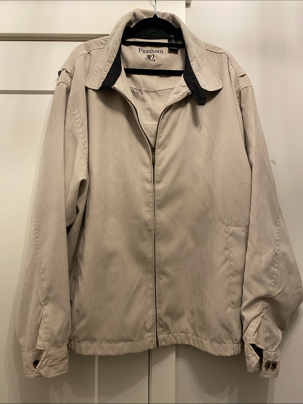 Firethorn Golf Men's Size L Lightweight Microfiber Full-Zip Jacket Beige GEC